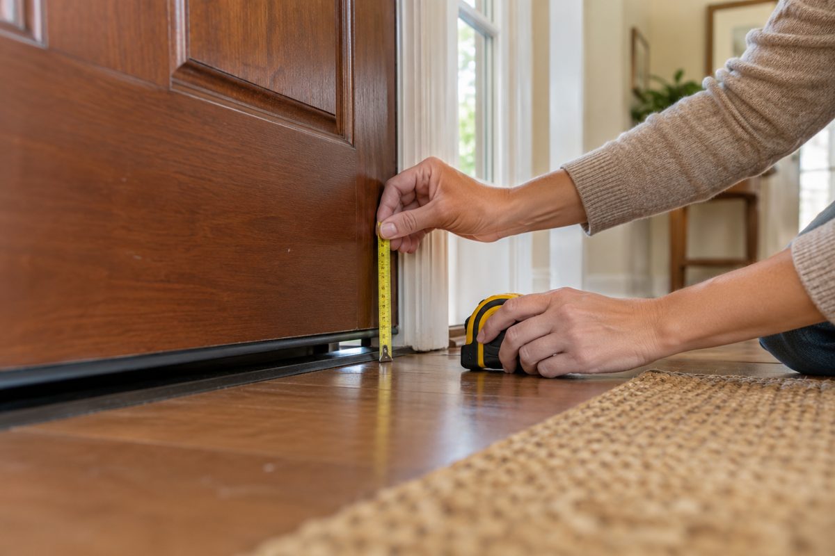 Measuring clearance beneath a front door